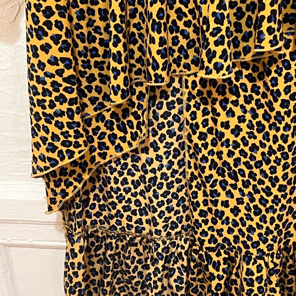 Leopard Animal Print High-Low Ruffle Dress Night Out Maximalist Party Girl S - Picture 7 of 12